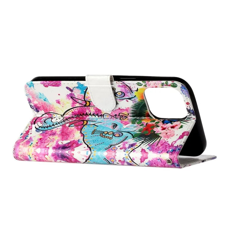 For iPhone 16 Pro Case Stand Wallet Leather Phone Cover Magnetic Clasp Pattern Printed