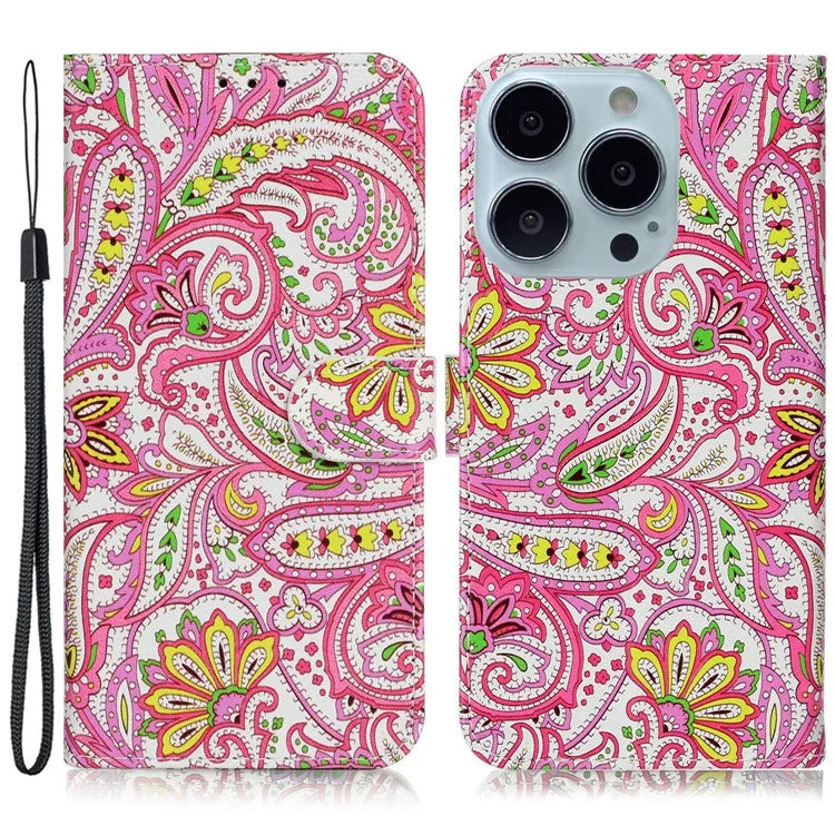 For iPhone 16 Pro Max Case Pattern Printed Leather Phone Cover with Stand 3 Card Holder