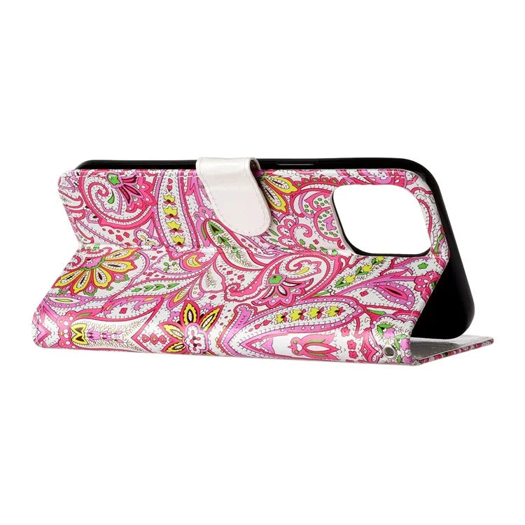 For iPhone 16 Pro Max Case Pattern Printed Leather Phone Cover with Stand 3 Card Holder