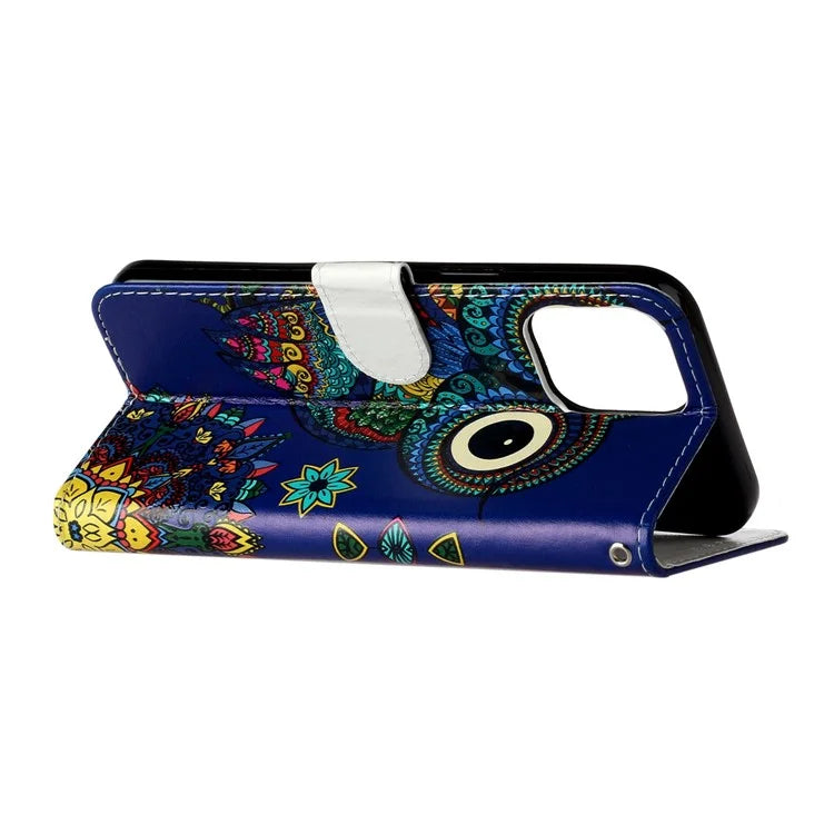 For iPhone 16 Pro Max Case Pattern Printed Leather Phone Cover with Stand 3 Card Holder