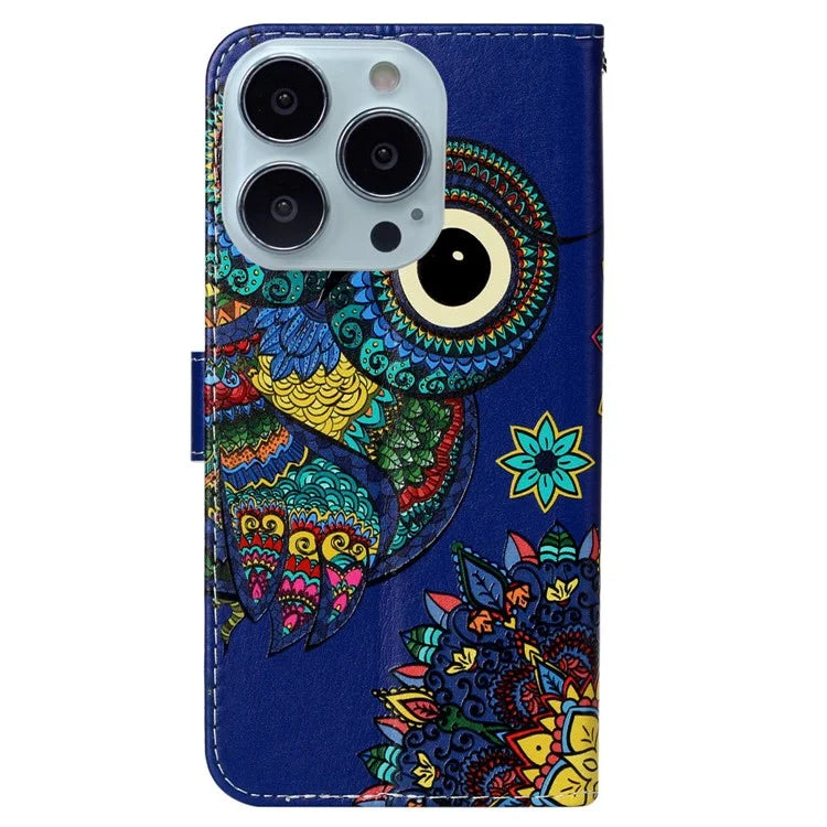 For iPhone 16 Pro Max Case Pattern Printed Leather Phone Cover with Stand 3 Card Holder
