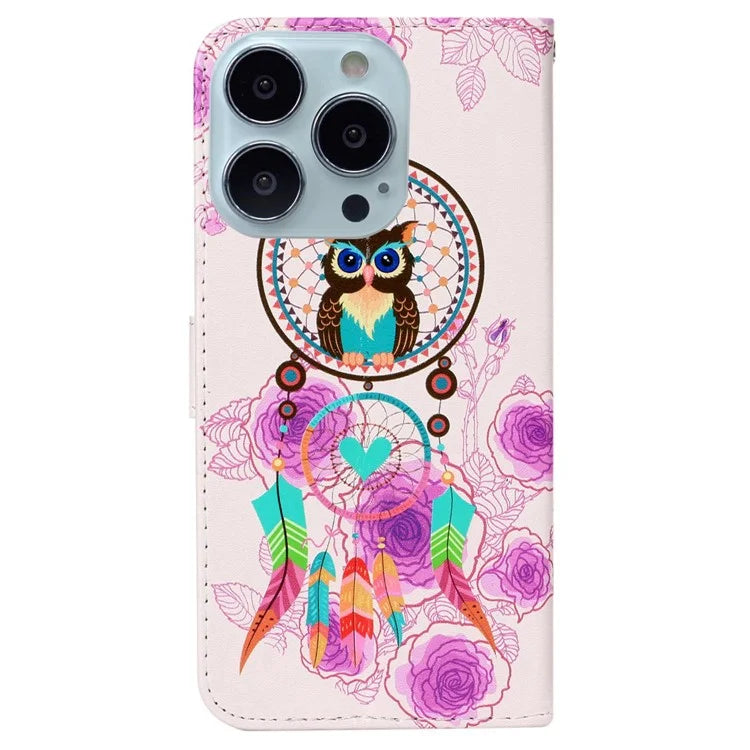 For iPhone 16 Pro Max Case Pattern Printed Leather Phone Cover with Stand 3 Card Holder
