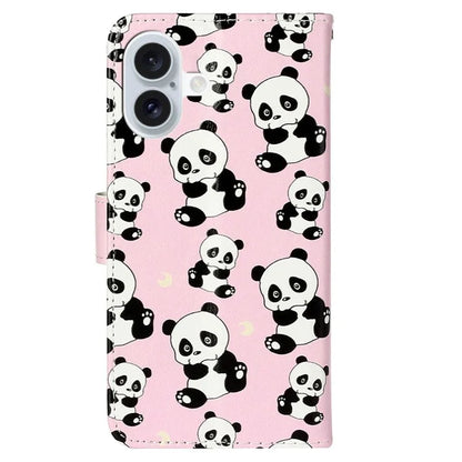 For iPhone 16 Plus Case Pattern Design Flip Leather Phone Cover with Strap
