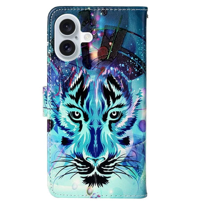 For iPhone 16 Plus Case Pattern Design Flip Leather Phone Cover with Strap
