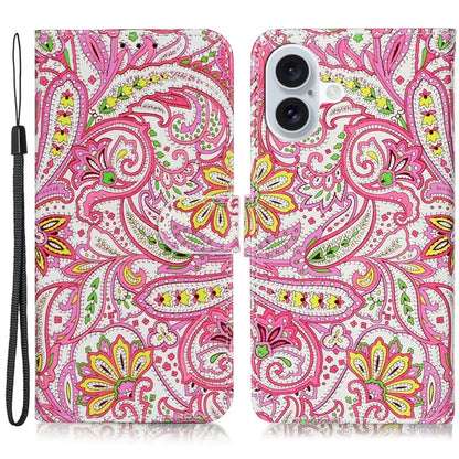 For iPhone 16 Case Leather Card Slot Holder Flip Phone Cover Pattern Printing