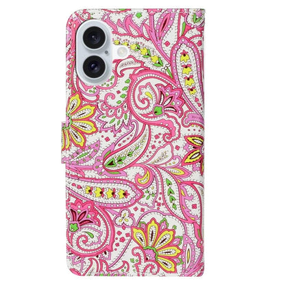 For iPhone 16 Case Leather Card Slot Holder Flip Phone Cover Pattern Printing