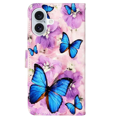 For iPhone 16 Case Leather Card Slot Holder Flip Phone Cover Pattern Printing