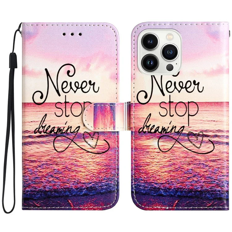 For iPhone 16 Pro Max Case Card Slot Holder Leather Phone Cover Cute Pattern