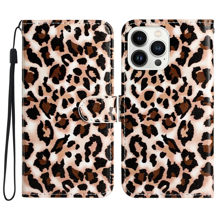 For iPhone 16 Pro Max Case Card Slot Holder Leather Phone Cover Cute Pattern