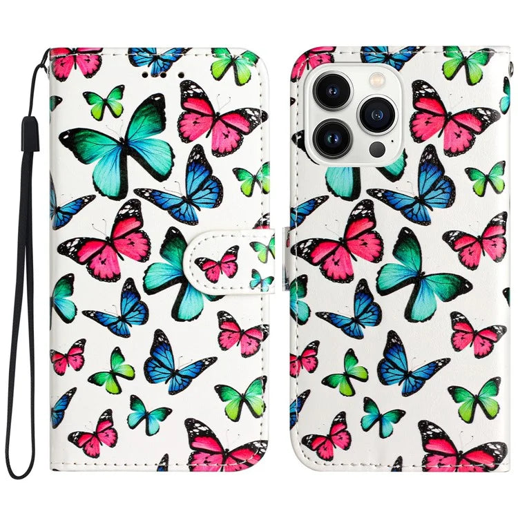 For iPhone 16 Pro Max Case Card Slot Holder Leather Phone Cover Cute Pattern