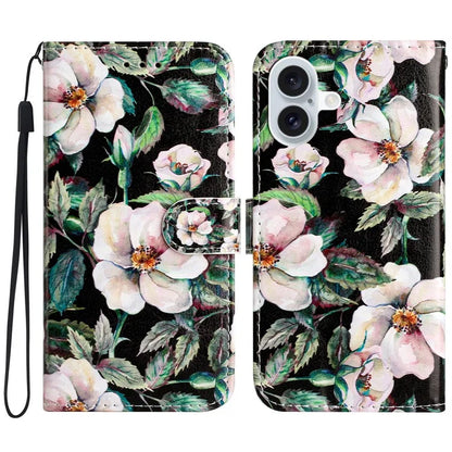 For iPhone 16 Plus Leather Case Pattern Printed Wallet Flip Phone Cover