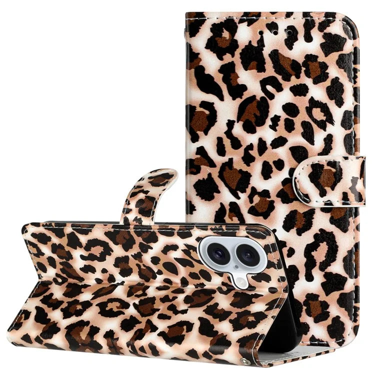For iPhone 16 Plus Leather Case Pattern Printed Wallet Flip Phone Cover