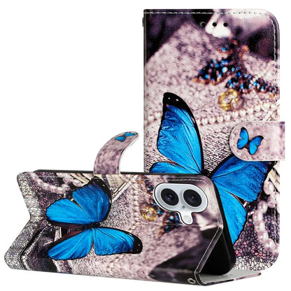 For iPhone 16 Plus Leather Case Pattern Printed Wallet Flip Phone Cover