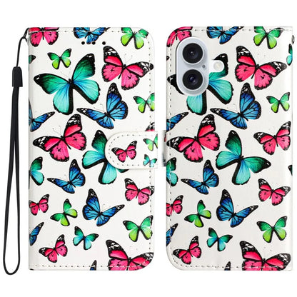 For iPhone 16 Plus Leather Case Pattern Printed Wallet Flip Phone Cover