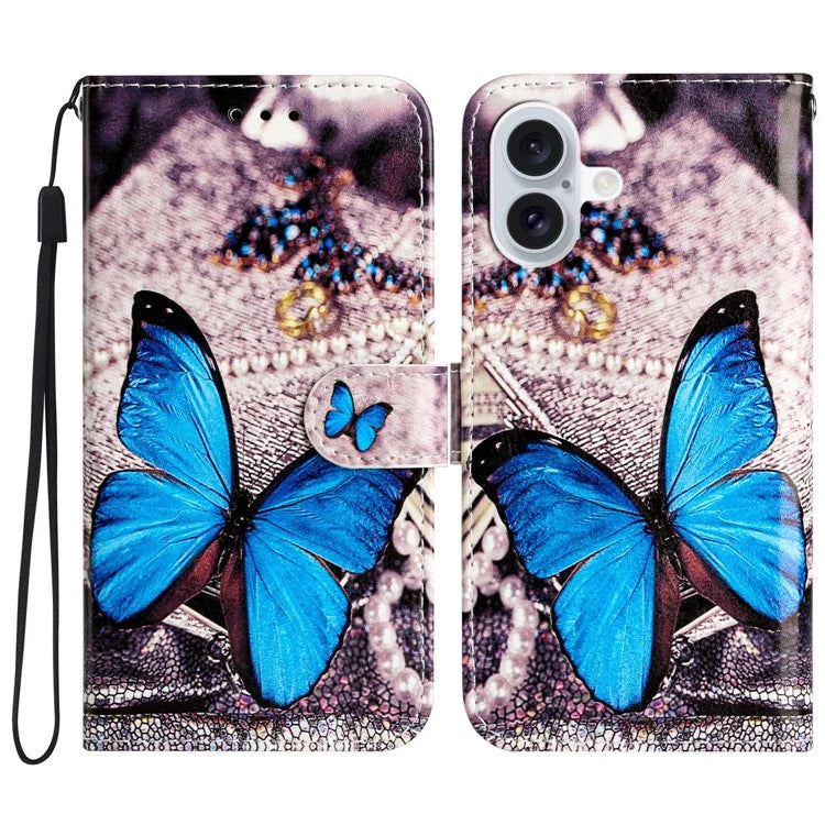 For iPhone 16 Wallet Case Pattern Print Design Flip Leather Phone Cover