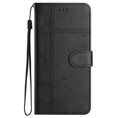 For iPhone 16 Pro Case Viewing Stand PU Leather Phone Cover Line Imprinted