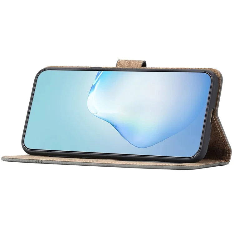 For iPhone 16 Case PU Leather Phone Cover Card Slots Wrist Strap Line Pattern