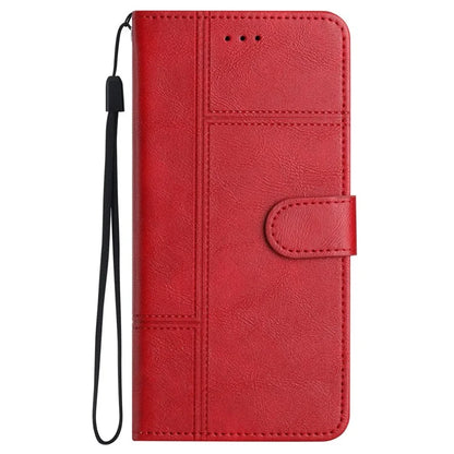 For iPhone 16 Case PU Leather Phone Cover Card Slots Wrist Strap Line Pattern