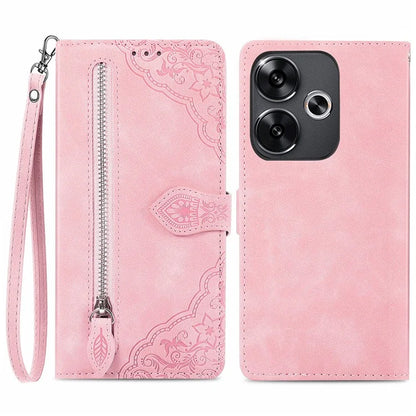 For Xiaomi Redmi Turbo 3 5G / Poco F6 5G Case Zipper Wallet Leather Floral Phone Cover