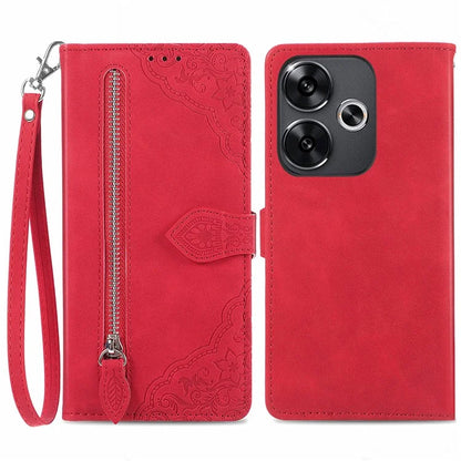 For Xiaomi Redmi Turbo 3 5G / Poco F6 5G Case Zipper Wallet Leather Floral Phone Cover