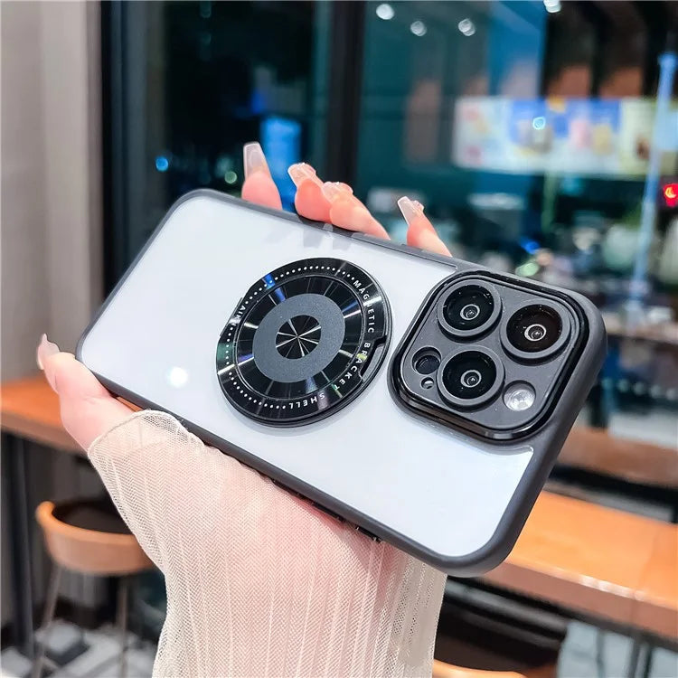 For iPhone 14 Pro Case Rotating Kickstand PC+TPU Phone Cover Compatible with MagSafe