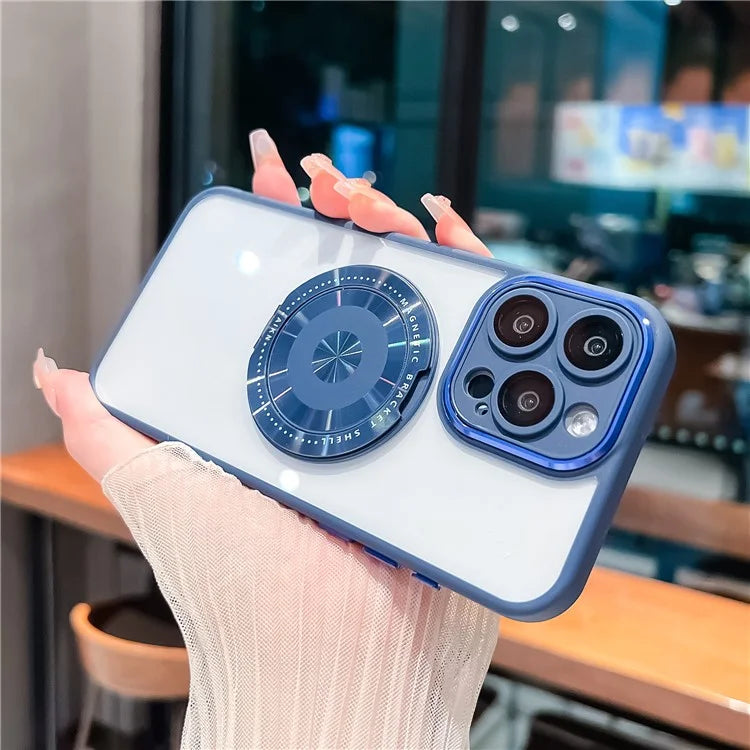 For iPhone 14 Pro Case Rotating Kickstand PC+TPU Phone Cover Compatible with MagSafe