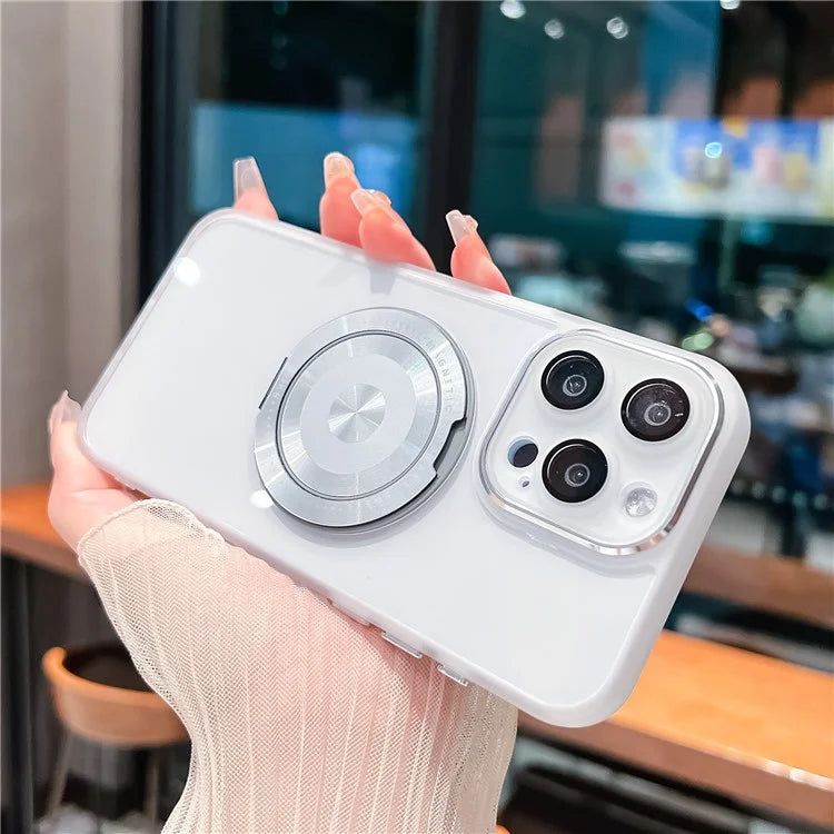 For iPhone 14 Pro Case Rotating Kickstand PC+TPU Phone Cover Compatible with MagSafe