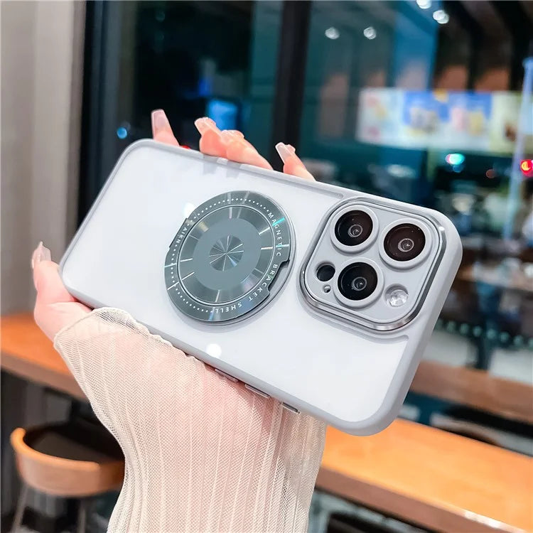 For iPhone 14 Pro Case Rotating Kickstand PC+TPU Phone Cover Compatible with MagSafe