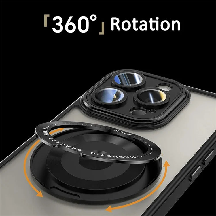 For iPhone 14 Pro Case Rotating Kickstand PC+TPU Phone Cover Compatible with MagSafe
