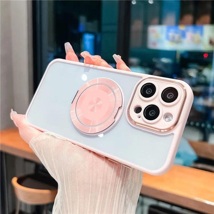 For iPhone 14 Pro Case Rotating Kickstand PC+TPU Phone Cover Compatible with MagSafe