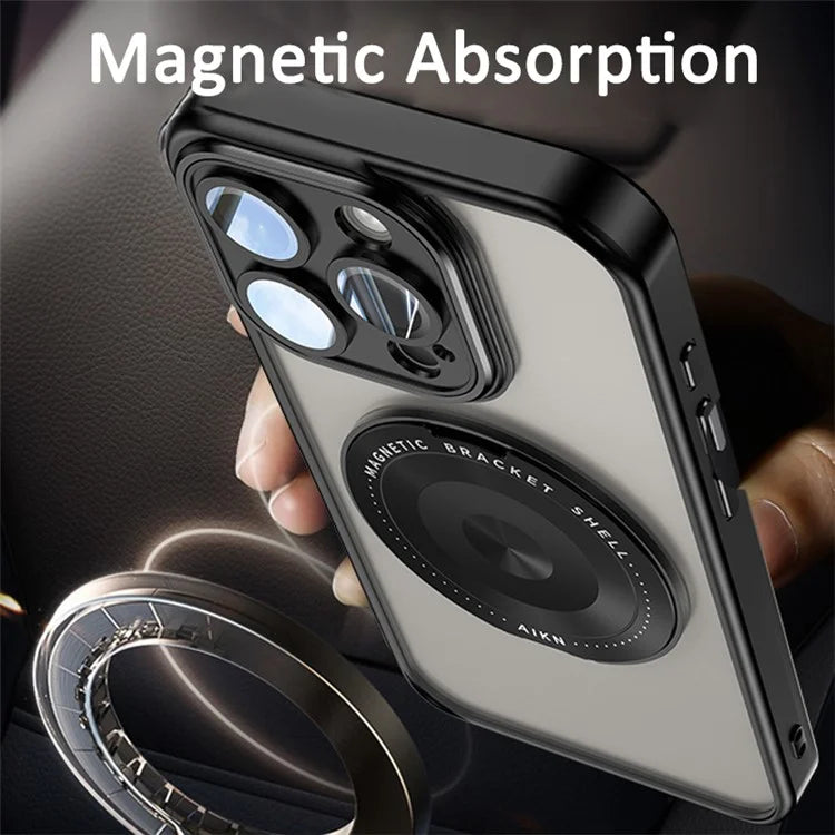 For iPhone 14 Pro Case Rotating Kickstand PC+TPU Phone Cover Compatible with MagSafe