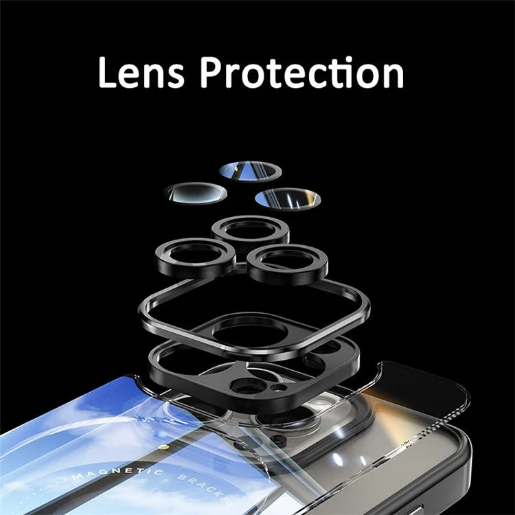 For iPhone 14 Pro Case Rotating Kickstand PC+TPU Phone Cover Compatible with MagSafe