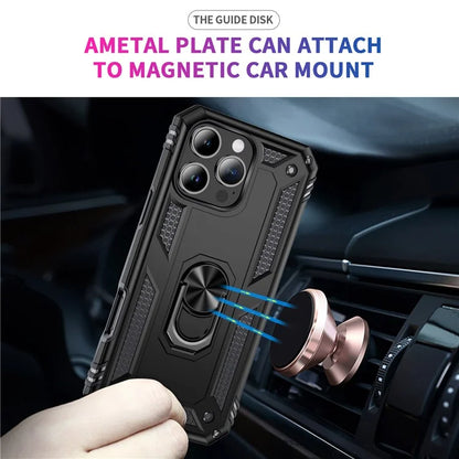 For iPhone 16 Pro Max Case PC+TPU Kickstand Anti-Drop Phone Cover
