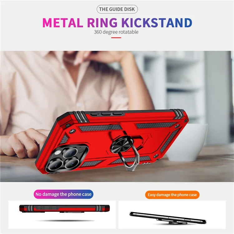 For iPhone 16 Pro Max Case PC+TPU Kickstand Anti-Drop Phone Cover