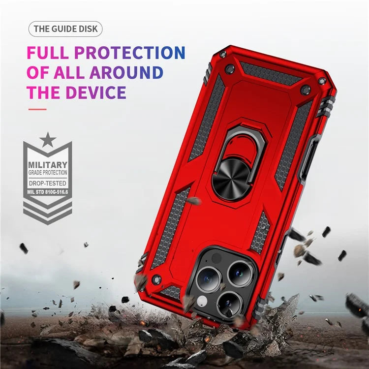For iPhone 16 Pro Max Case PC+TPU Kickstand Anti-Drop Phone Cover
