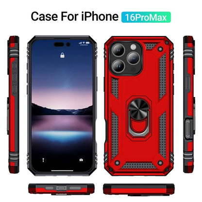 For iPhone 16 Pro Max Case PC+TPU Kickstand Anti-Drop Phone Cover