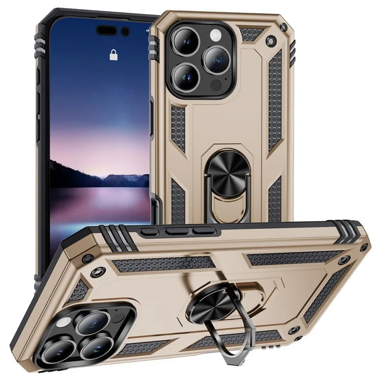 For iPhone 16 Pro Max Case PC+TPU Kickstand Anti-Drop Phone Cover