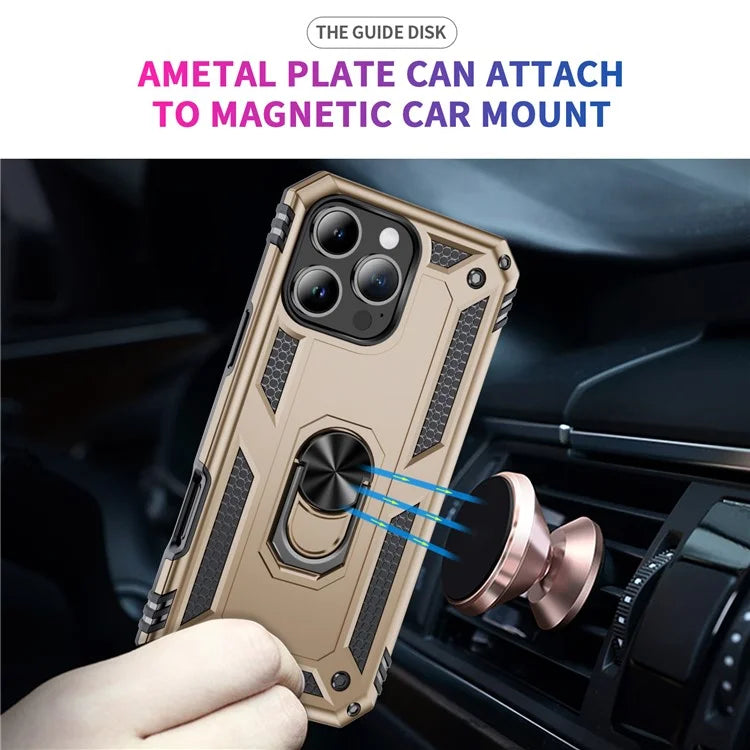 For iPhone 16 Pro Max Case PC+TPU Kickstand Anti-Drop Phone Cover
