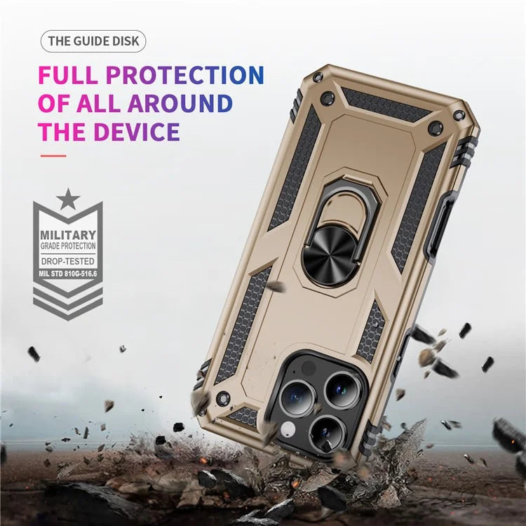 For iPhone 16 Pro Max Case PC+TPU Kickstand Anti-Drop Phone Cover