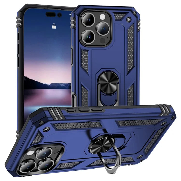 For iPhone 16 Pro Max Case PC+TPU Kickstand Anti-Drop Phone Cover
