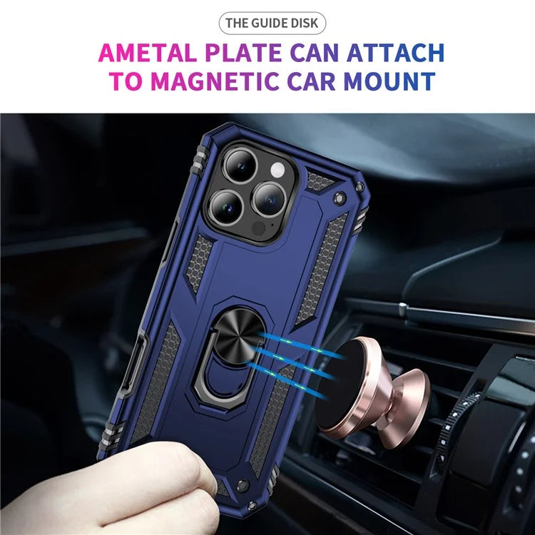 For iPhone 16 Pro Max Case PC+TPU Kickstand Anti-Drop Phone Cover