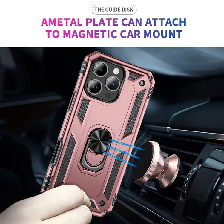 For iPhone 16 Pro Max Case PC+TPU Kickstand Anti-Drop Phone Cover