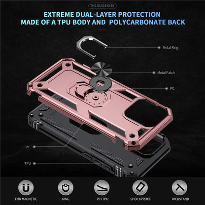 For iPhone 16 Pro Max Case PC+TPU Kickstand Anti-Drop Phone Cover