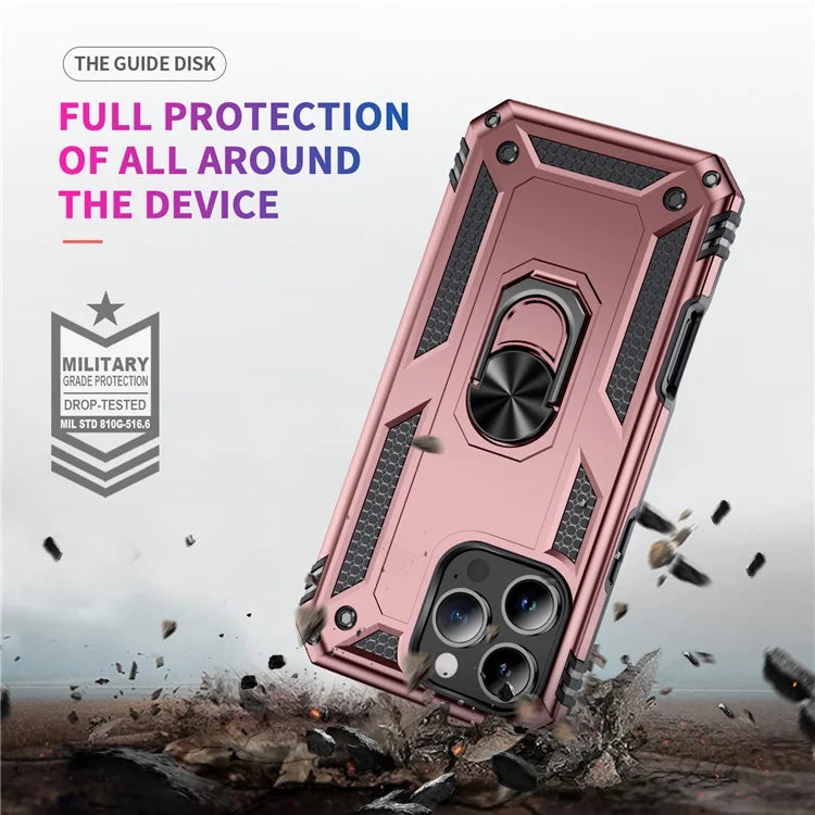 For iPhone 16 Pro Max Case PC+TPU Kickstand Anti-Drop Phone Cover