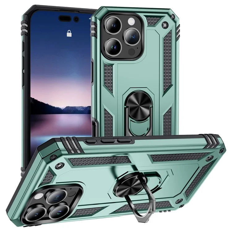 For iPhone 16 Pro Max Case PC+TPU Kickstand Anti-Drop Phone Cover