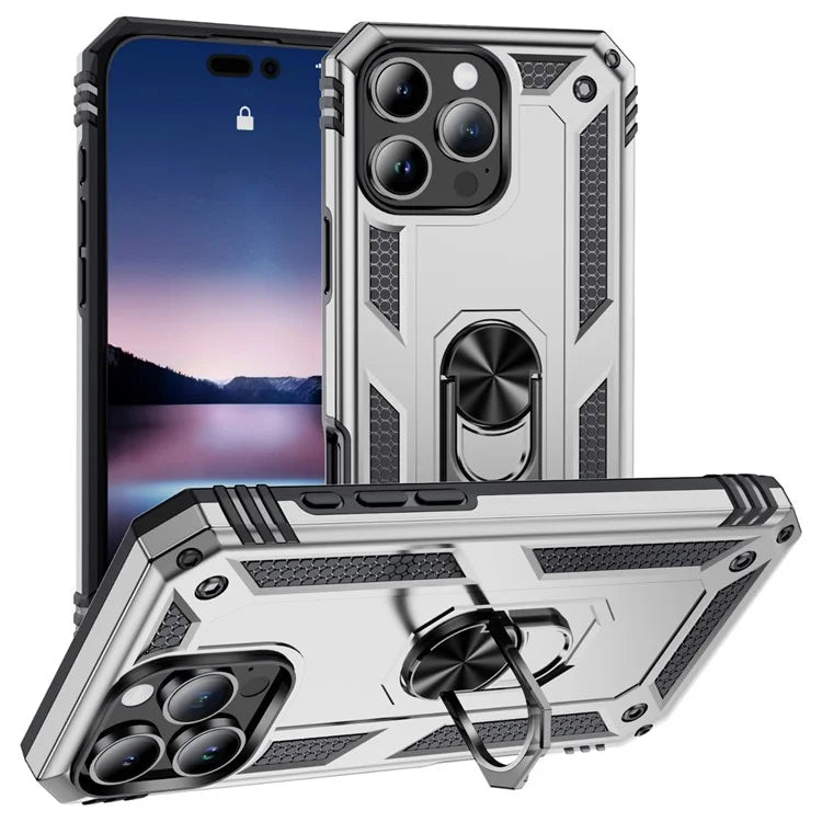 For iPhone 16 Pro Max Case PC+TPU Kickstand Anti-Drop Phone Cover