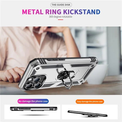 For iPhone 16 Pro Max Case PC+TPU Kickstand Anti-Drop Phone Cover