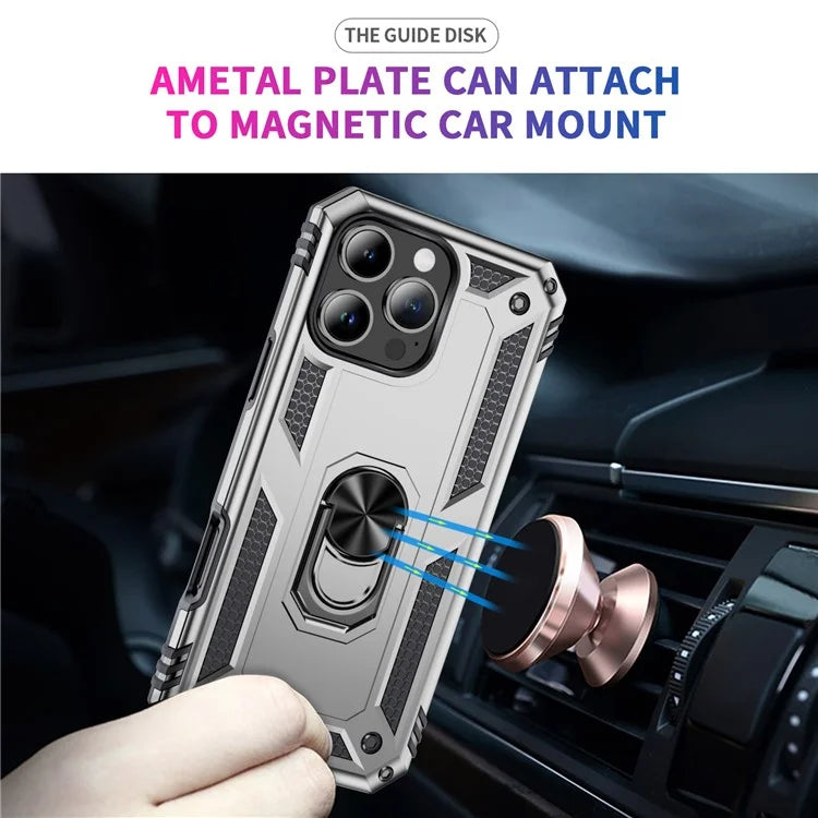 For iPhone 16 Pro Max Case PC+TPU Kickstand Anti-Drop Phone Cover