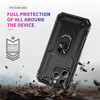For iPhone 16 Pro Case PC+TPU Kickstand Phone Cover Support Magnetic Car Mount