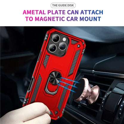 For iPhone 16 Pro Case PC+TPU Kickstand Phone Cover Support Magnetic Car Mount
